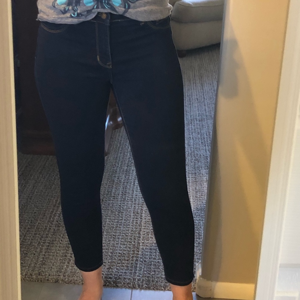 D.jeans cropped dark wash jeans